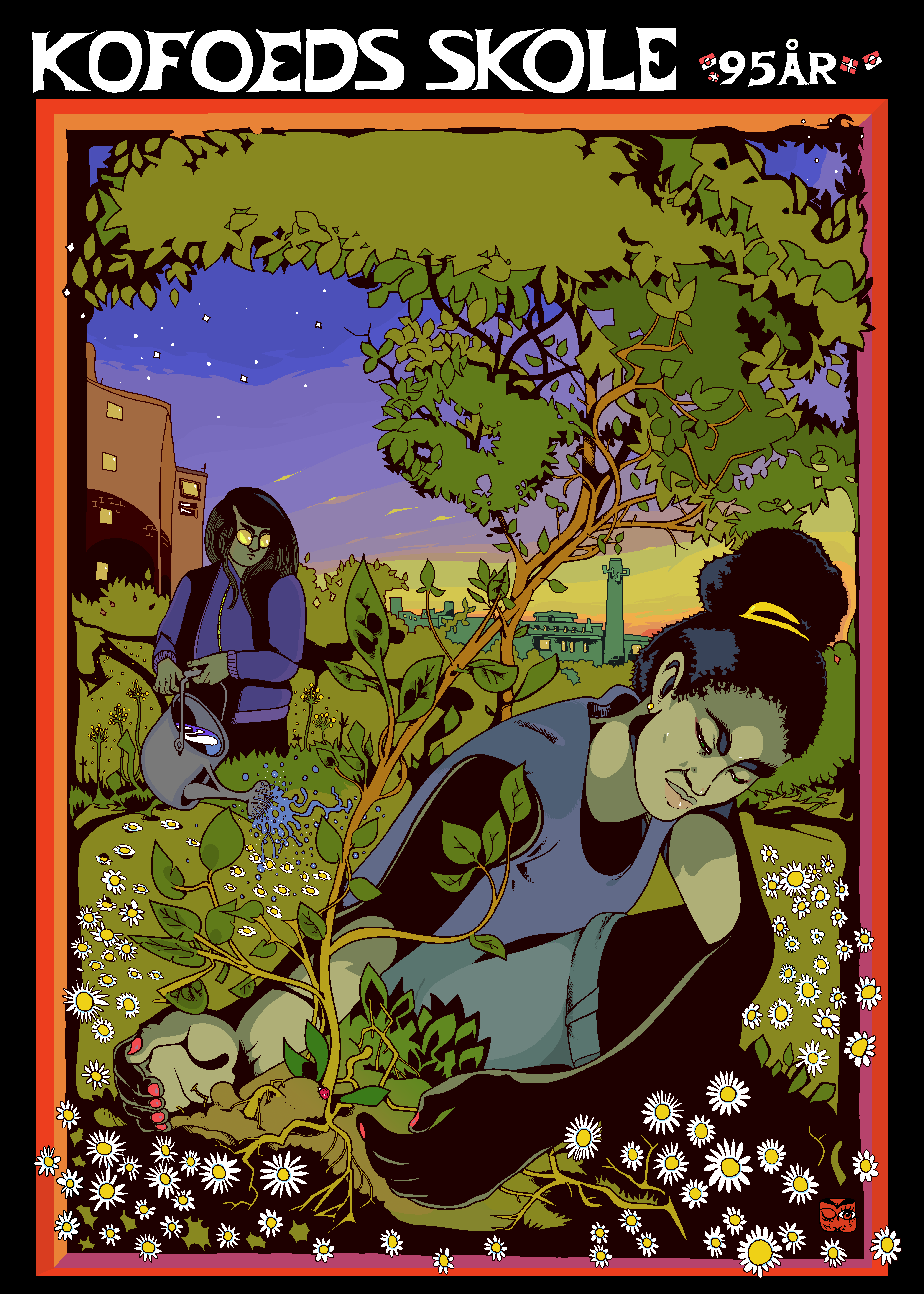 Kofoeds Skole 95 år – Halfdan Pisket Plakat af Halfdan Pisket i anledning af at Kofoeds Skole fylder 95 i 2023